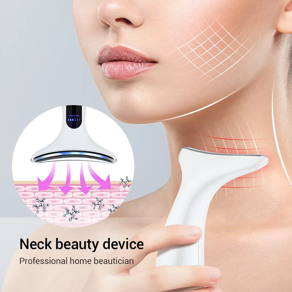 7in1 RF&amp;EMS Face Massager Lifting Beauty LED Face Skin  3 Colors LED Facial Neck Massager Photon Therapy Heating Wrinkle Removal