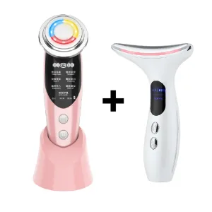 7in1 RF&amp;EMS Face Massager Lifting Beauty LED Face Skin  3 Colors LED Facial Neck Massager Photon Therapy Heating Wrinkle Removal