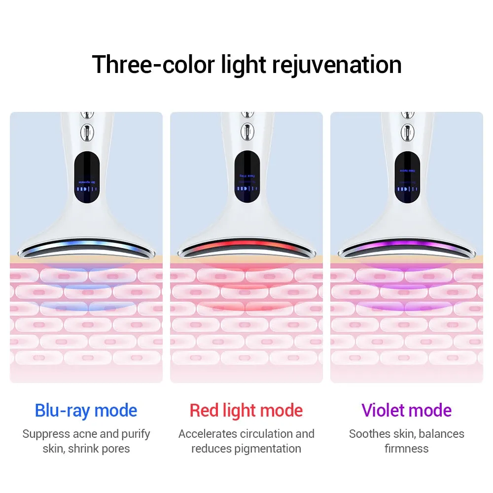 7in1 RF&amp;EMS Face Massager Lifting Beauty LED Face Skin  3 Colors LED Facial Neck Massager Photon Therapy Heating Wrinkle Removal