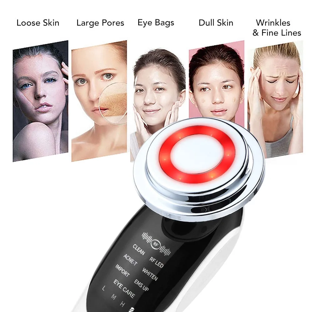 7in1 RF&amp;EMS Face Massager Lifting Beauty LED Face Skin  3 Colors LED Facial Neck Massager Photon Therapy Heating Wrinkle Removal