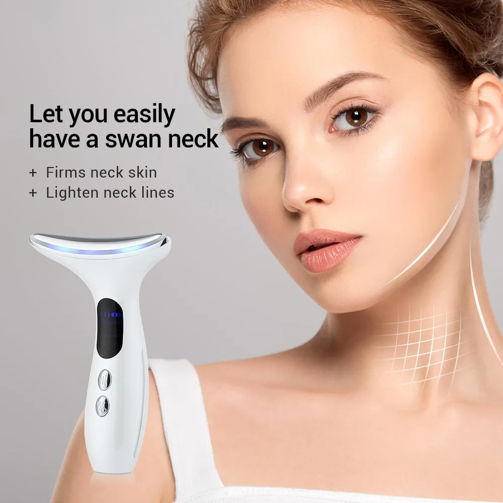 7in1 RF&amp;EMS Face Massager Lifting Beauty LED Face Skin  3 Colors LED Facial Neck Massager Photon Therapy Heating Wrinkle Removal