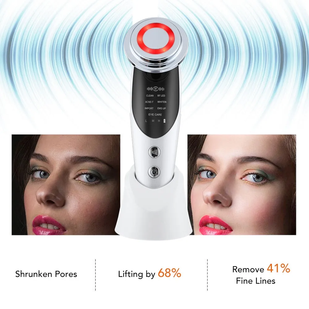 7in1 RF&amp;EMS Face Massager Lifting Beauty LED Face Skin  3 Colors LED Facial Neck Massager Photon Therapy Heating Wrinkle Removal
