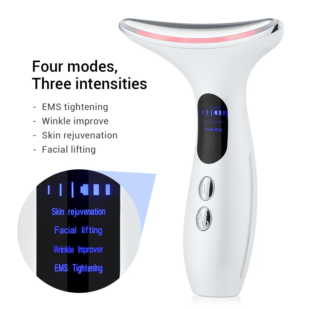 7in1 RF&amp;EMS Face Massager Lifting Beauty LED Face Skin  3 Colors LED Facial Neck Massager Photon Therapy Heating Wrinkle Removal