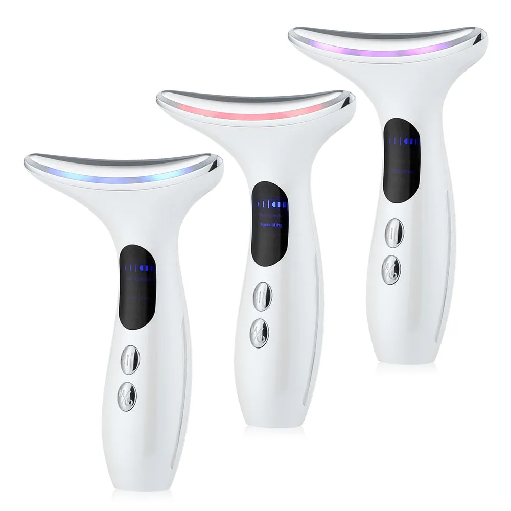 7in1 RF&amp;EMS Face Massager Lifting Beauty LED Face Skin  3 Colors LED Facial Neck Massager Photon Therapy Heating Wrinkle Removal
