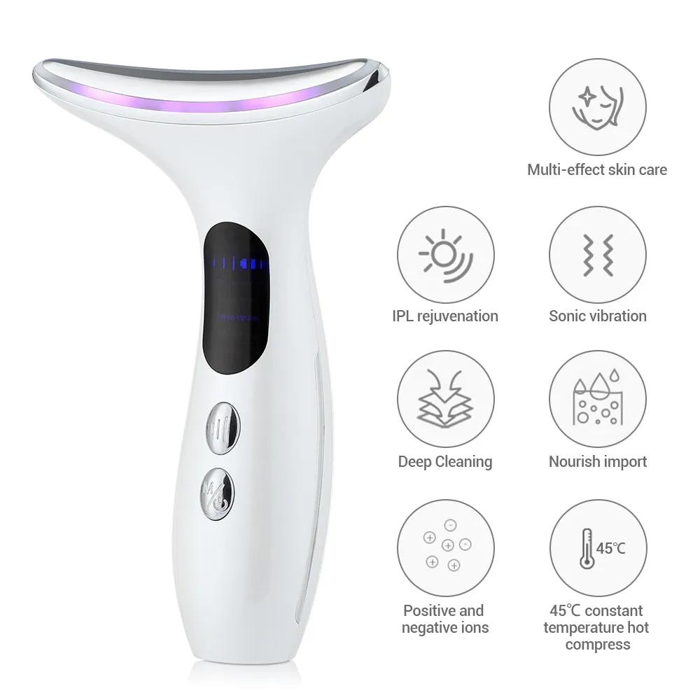 7in1 RF&amp;EMS Face Massager Lifting Beauty LED Face Skin  3 Colors LED Facial Neck Massager Photon Therapy Heating Wrinkle Removal
