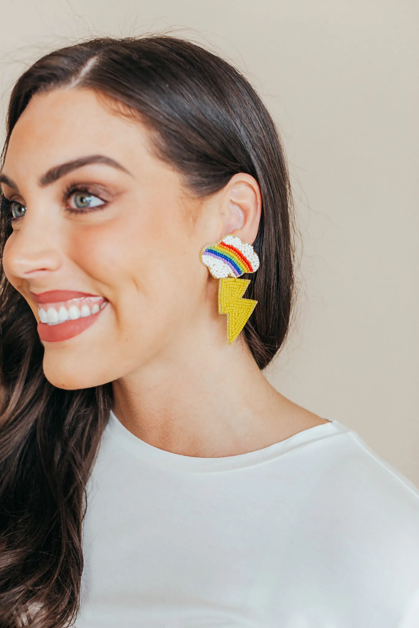 Beaded Rainbow Lightning Earrings
