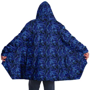 Blue Lighting Hooded Cloak with Pockets - Black or White Fleece