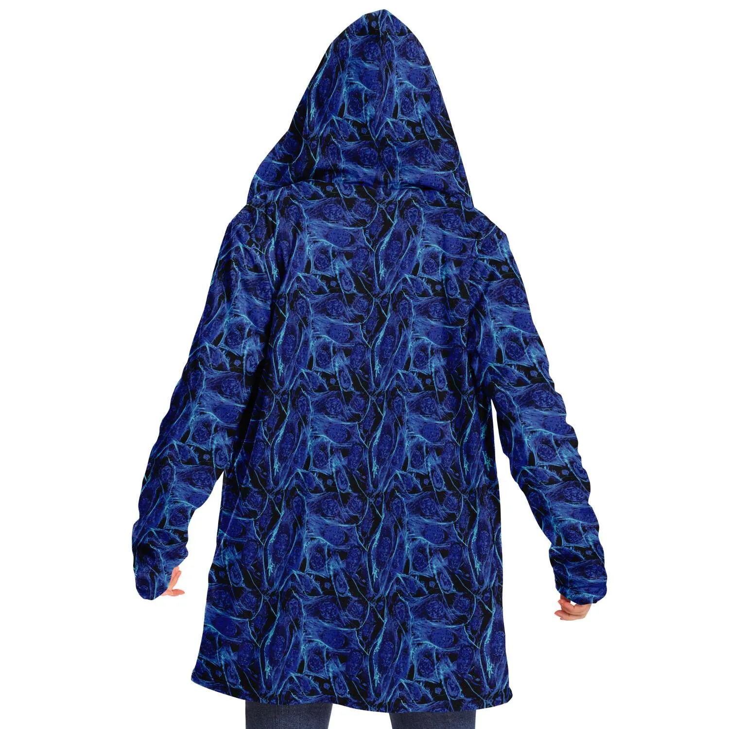 Blue Lighting Hooded Cloak with Pockets - Black or White Fleece