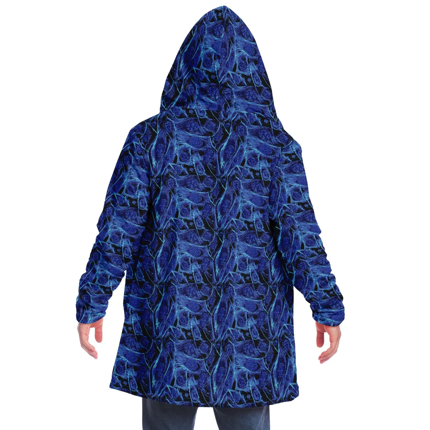 Blue Lighting Hooded Cloak with Pockets - Black or White Fleece