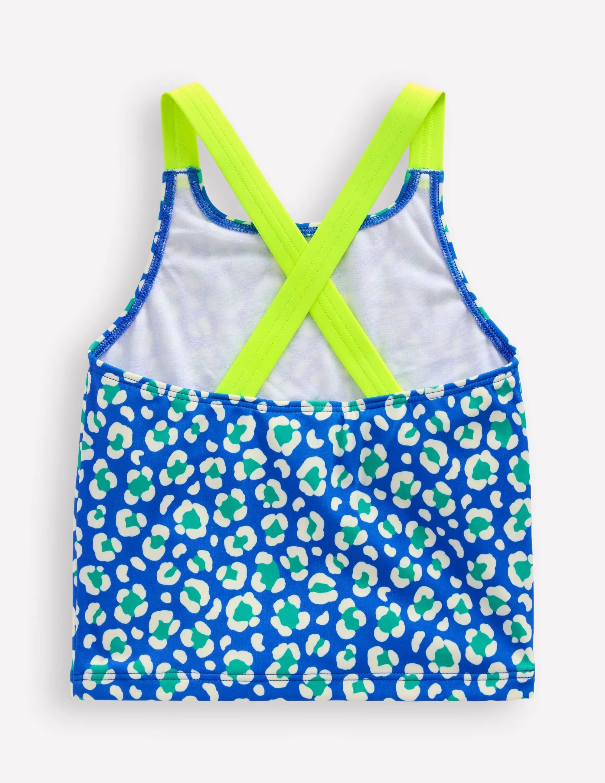 Cross-back Tankini Top-Aquamarine Leopard
