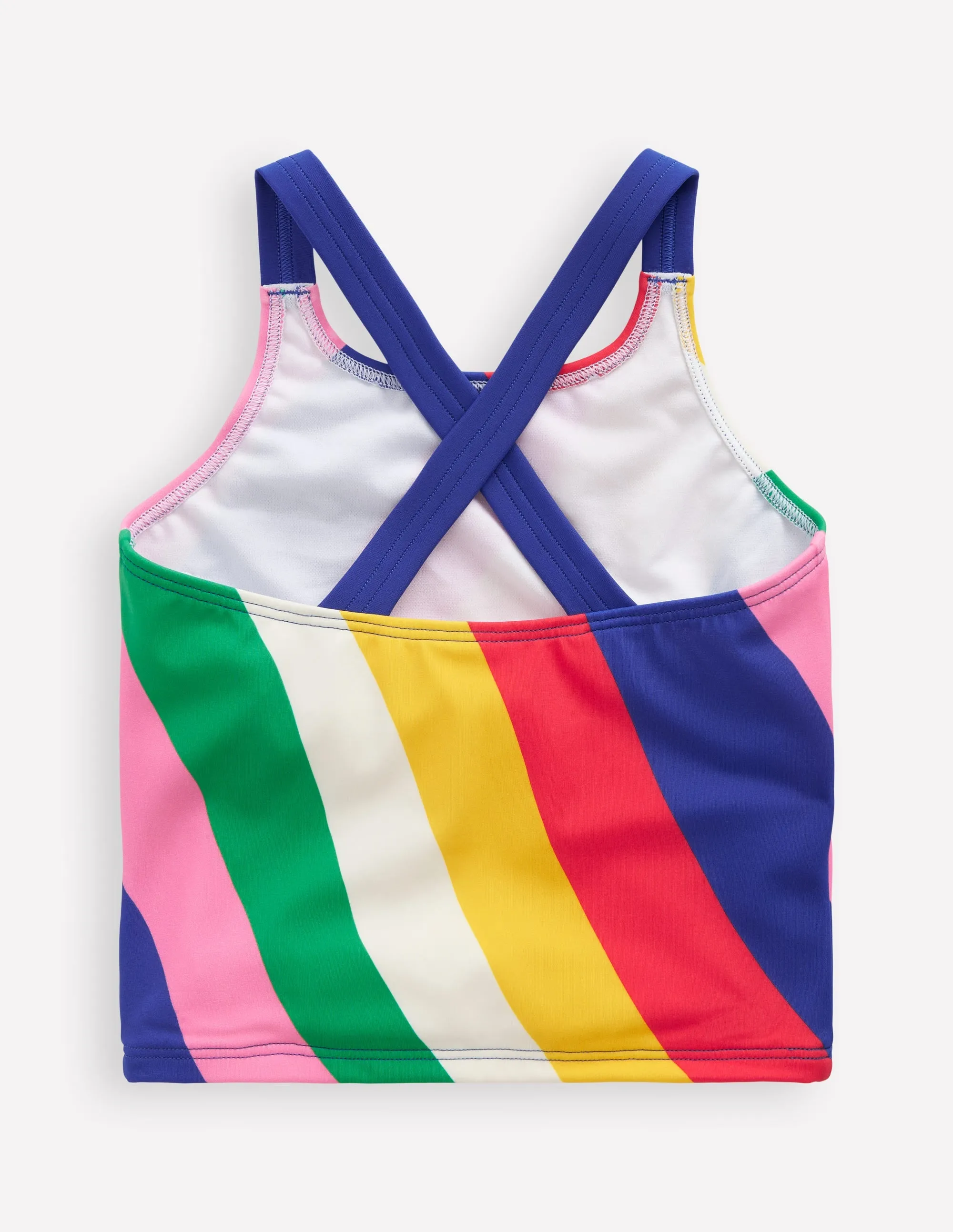 Cross-back Tankini Top-Multi Rainbow Swirl