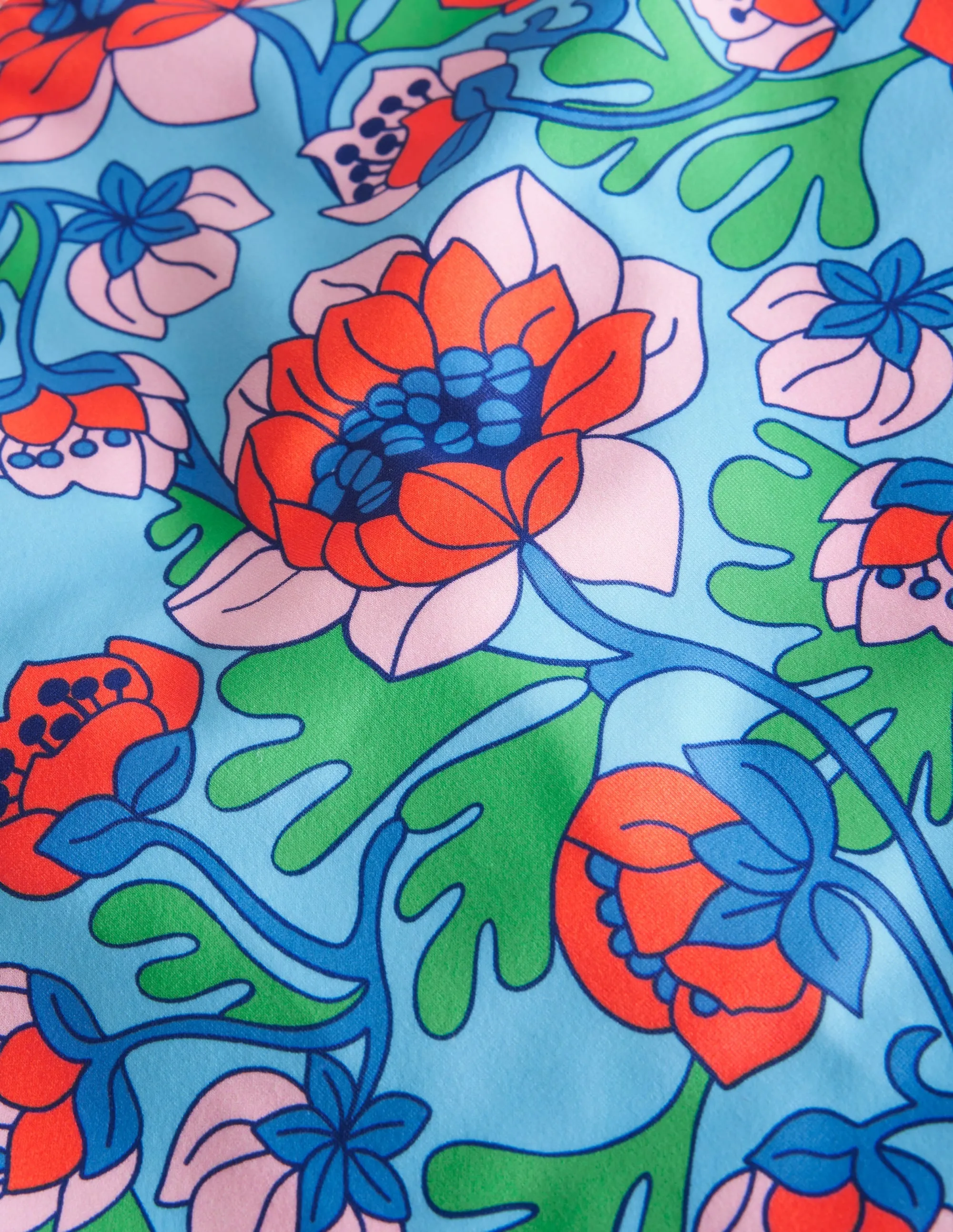 Cross Back Tankini Top-Red Poppy Spring Time Floral