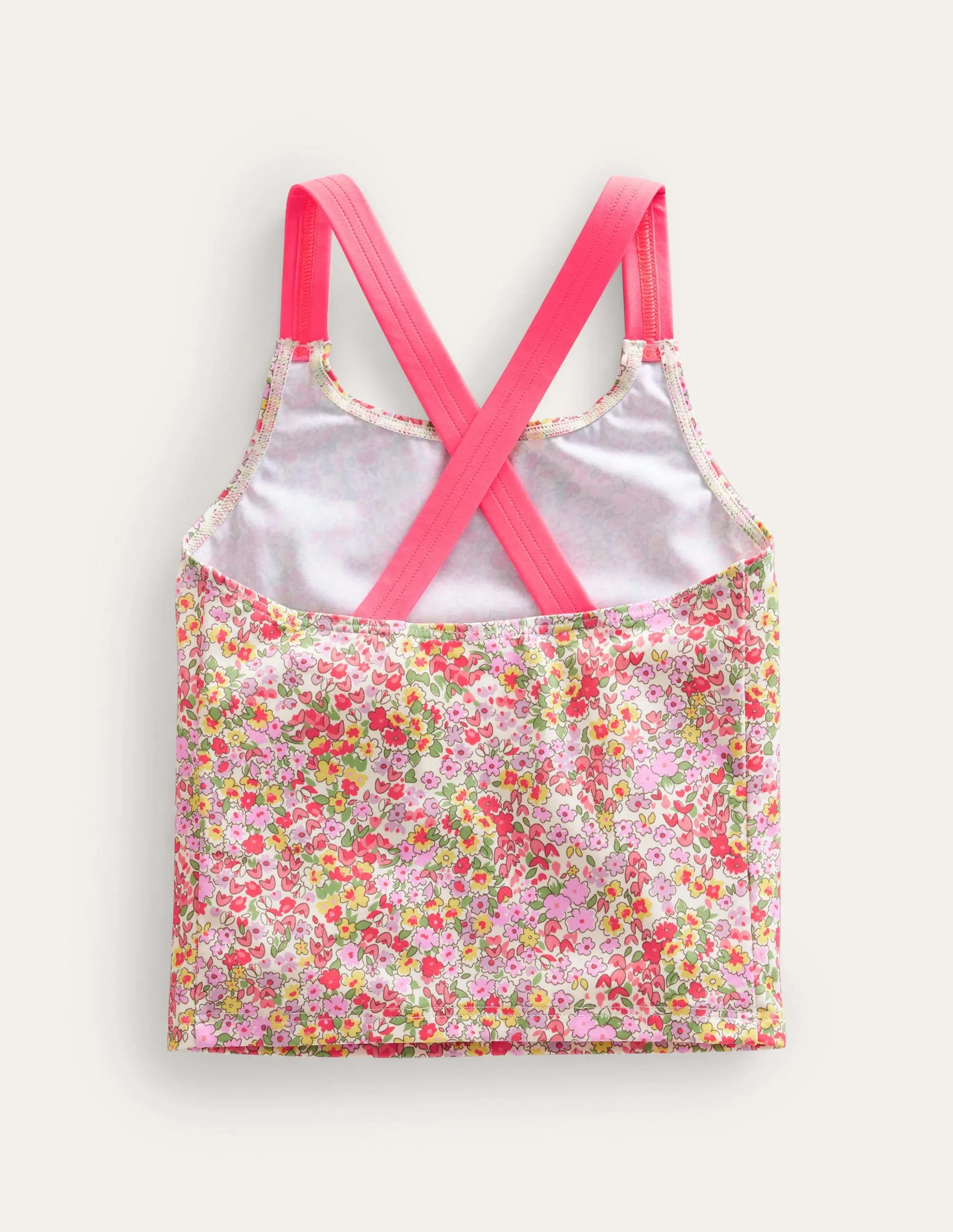Cross Back Tankini Top-Vanilla Pod Spring Time Floral