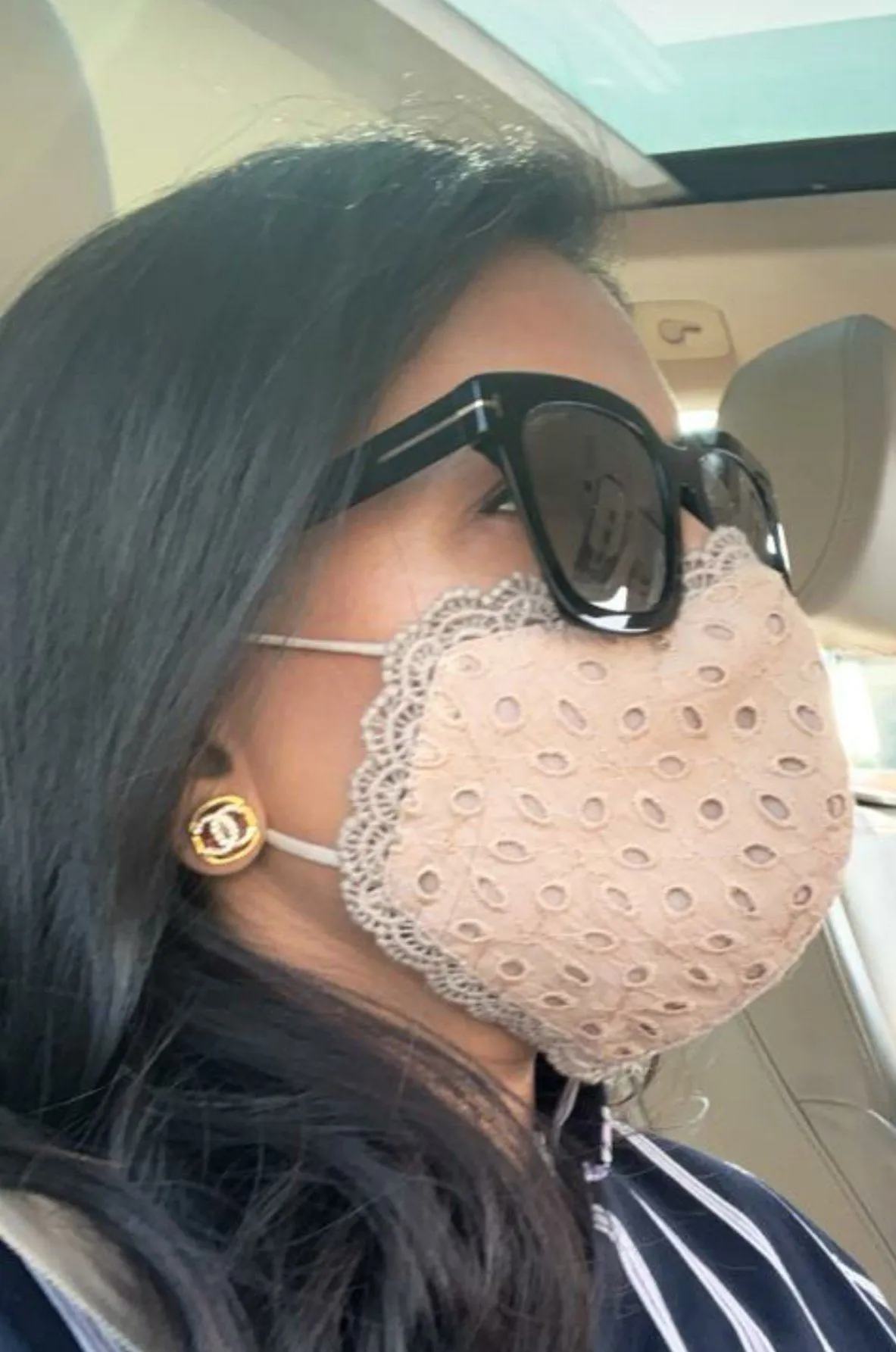 Embroidered & Lace Face Mask Reversible - Adult Size