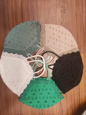 Embroidered & Lace Face Mask Reversible - Adult Size