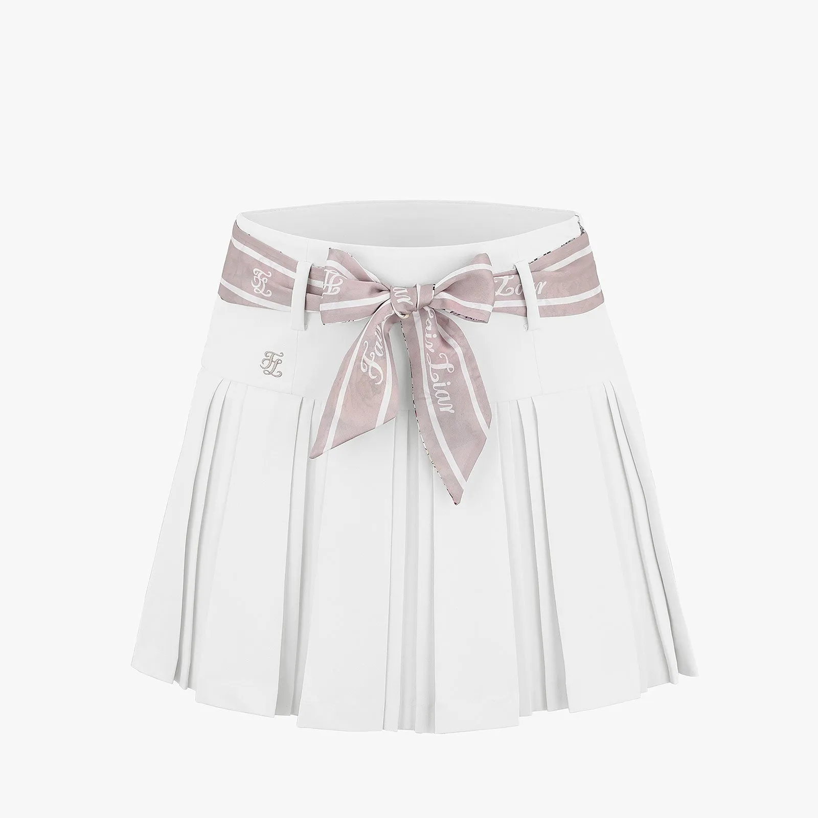 FLOWER BELT HIGH-WAIST PLEATS SKIRT
