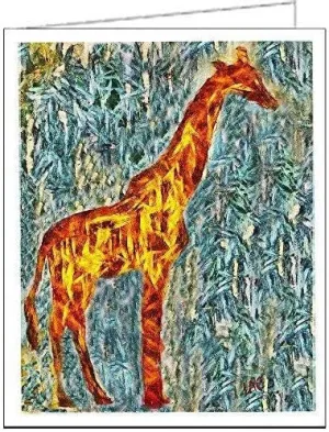 Giraffe - Camille #2 - Set of Six   Blank Notecards  - - 5 x 7 Inches