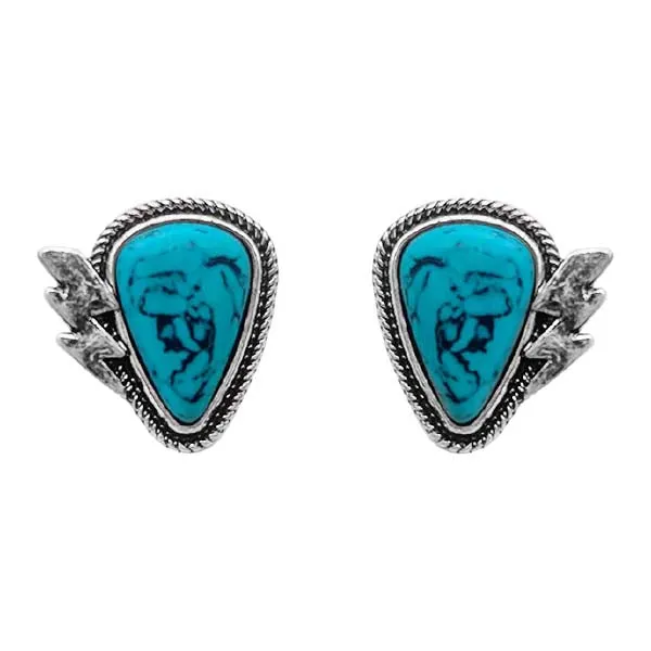 Lightning Bolt Turquoise Stone Earrings