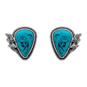 Lightning Bolt Turquoise Stone Earrings