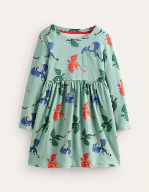 Long Sleeve Fun Jersey Dress-Georgian Blue Dragons
