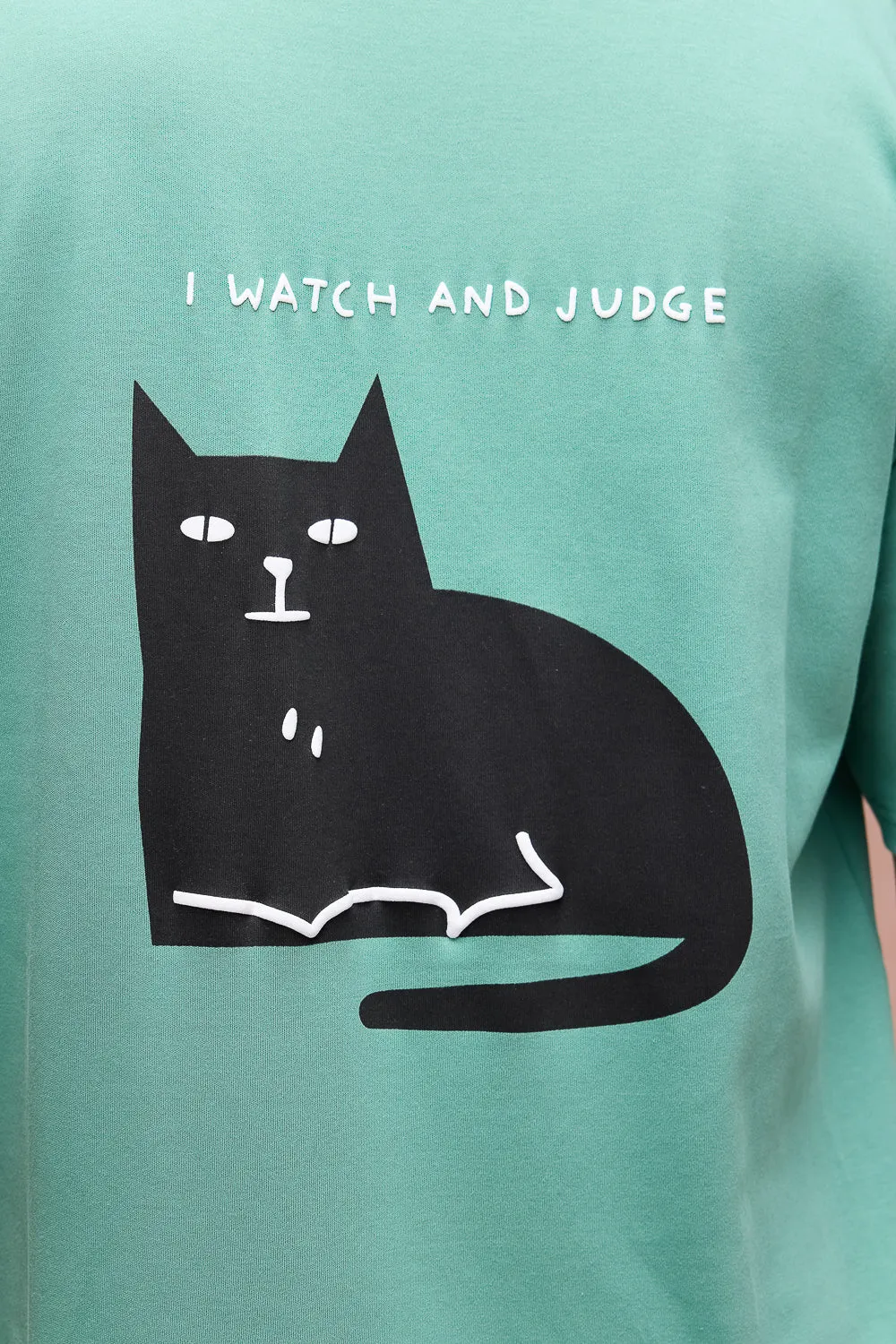 Men's I Watch And Judge Cat Green T-Shirt