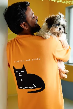 Men's I Watch And Judge Cat Orange T-Shirt