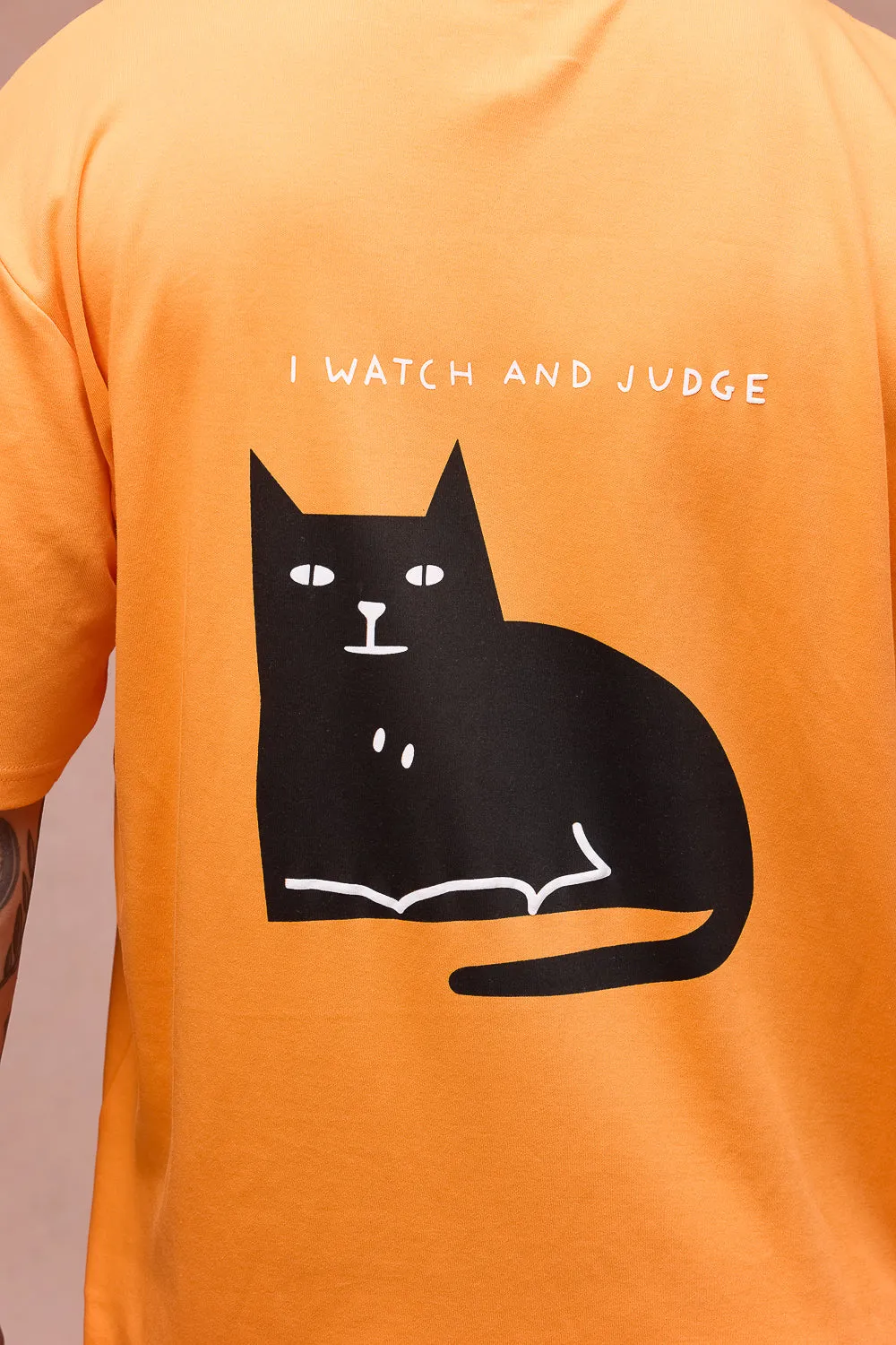 Men's I Watch And Judge Cat Orange T-Shirt