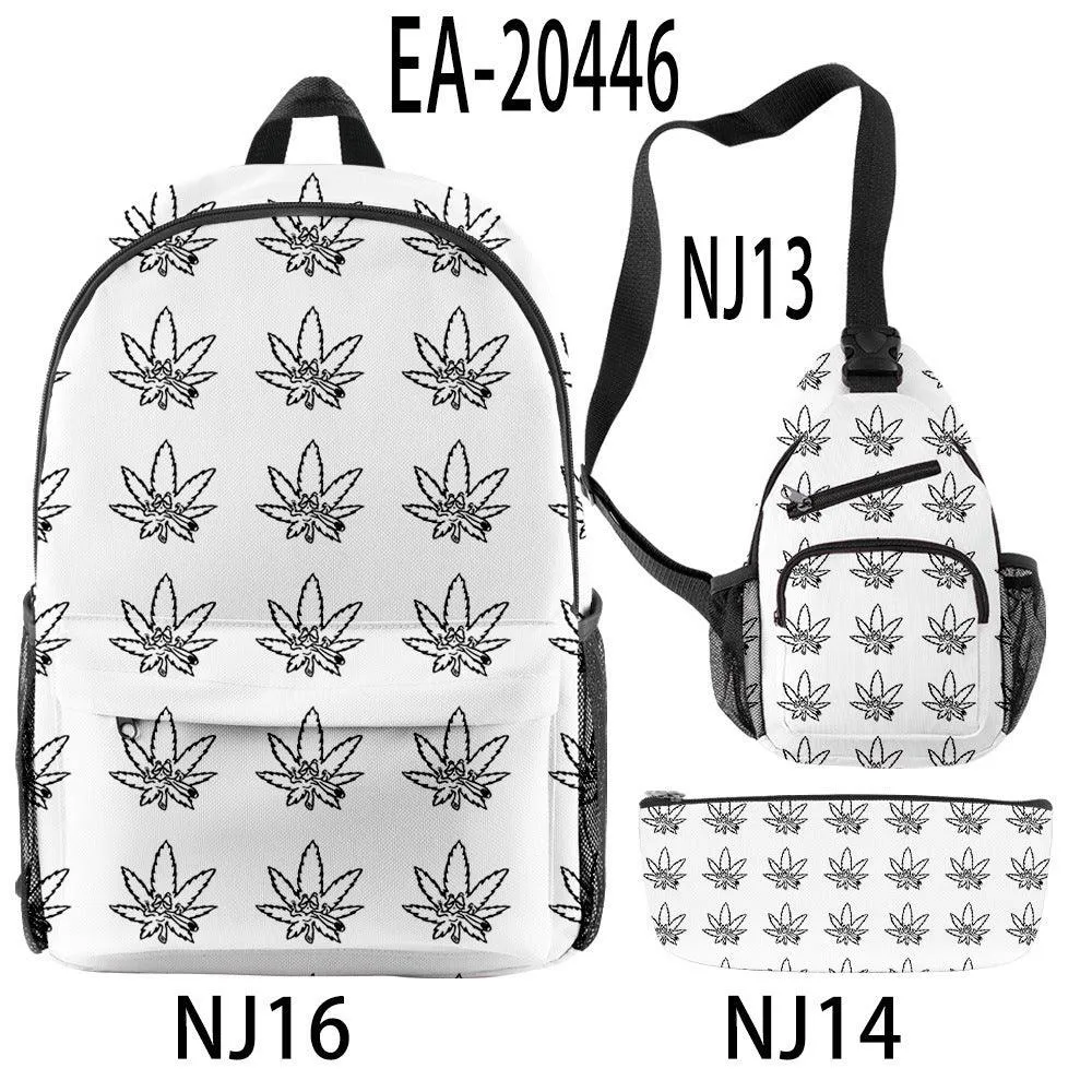 New Hemp Leaf Surrounding 3d Digital Backpack Pen Bag Shoulder