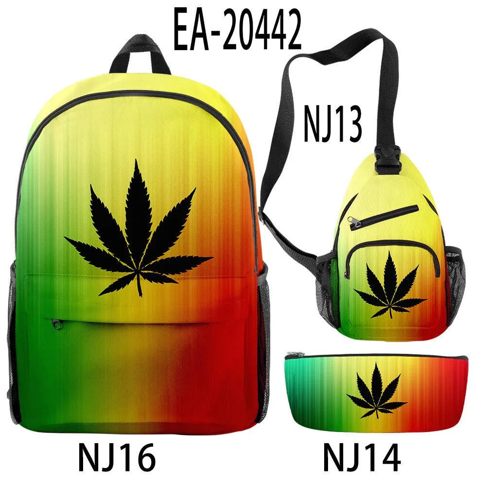 New Hemp Leaf Surrounding 3d Digital Backpack Pen Bag Shoulder