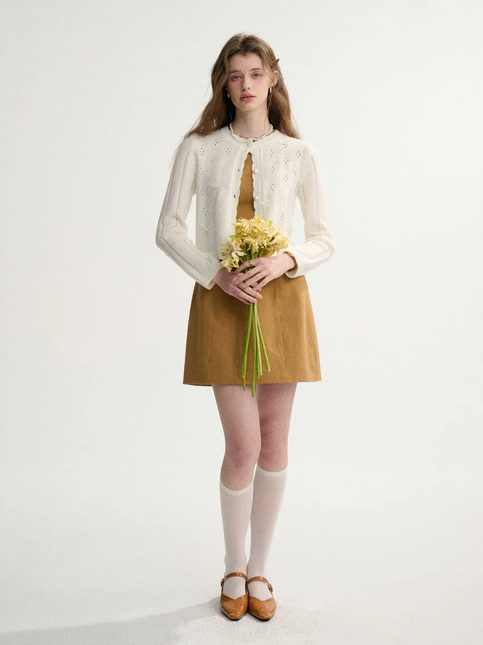 Pointelle Ribbon Knit Cardigan