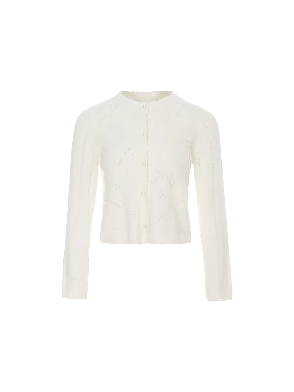 Pointelle Ribbon Knit Cardigan