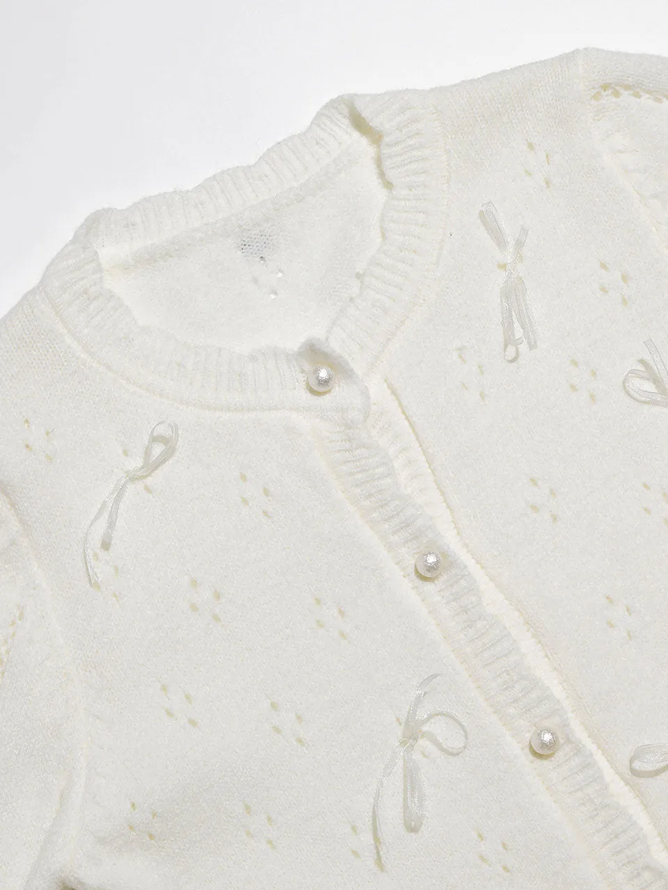 Pointelle Ribbon Knit Cardigan