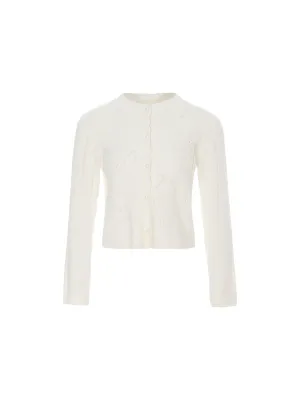 Pointelle Ribbon Knit Cardigan