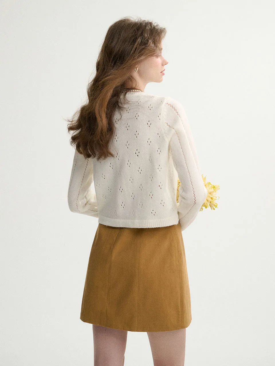 Pointelle Ribbon Knit Cardigan