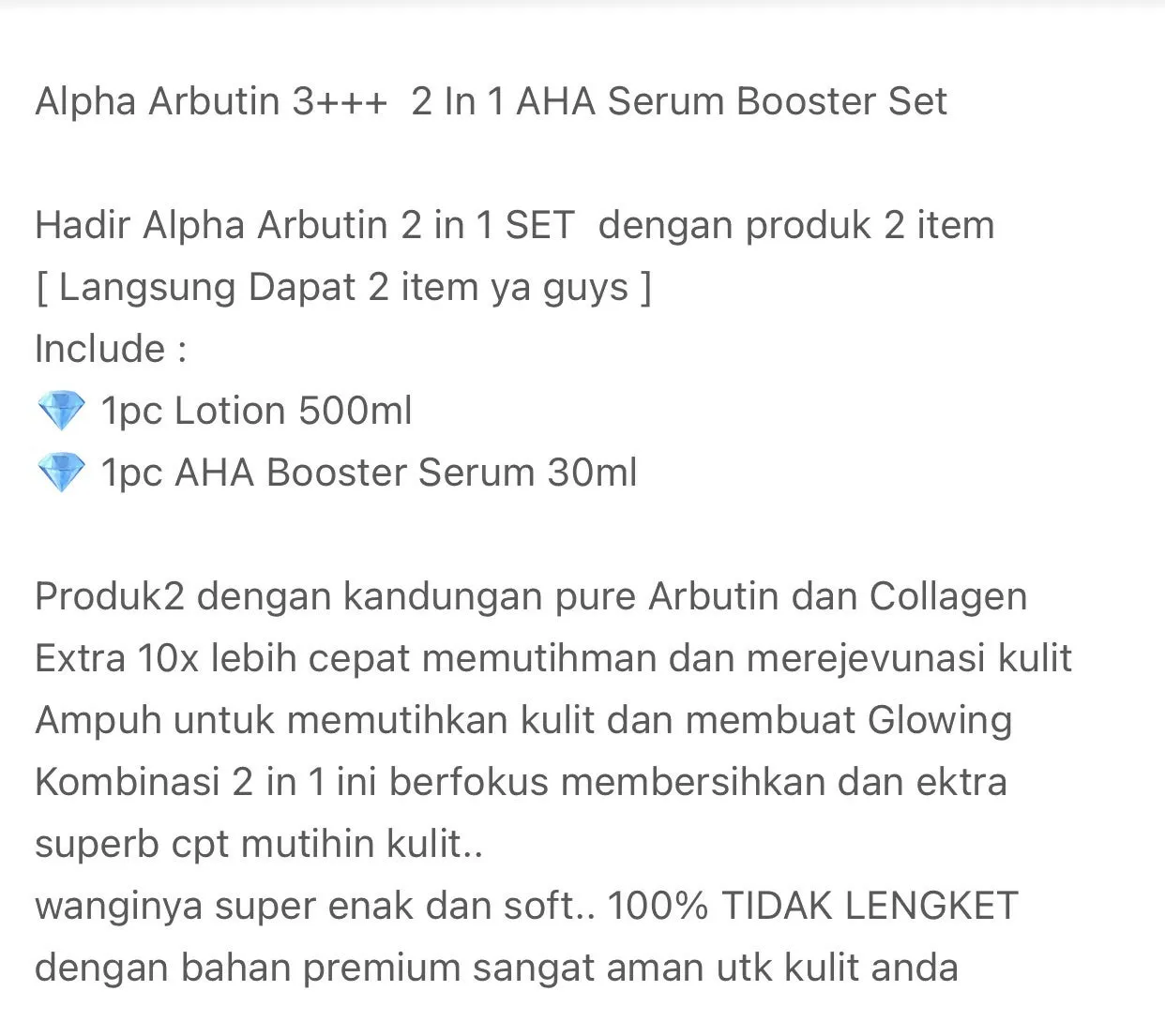 Precious Skin Thailand Alpha Arbutin 2 In 1 AHA Serum Booster Set / Lotion / Serum / AHA Whitening