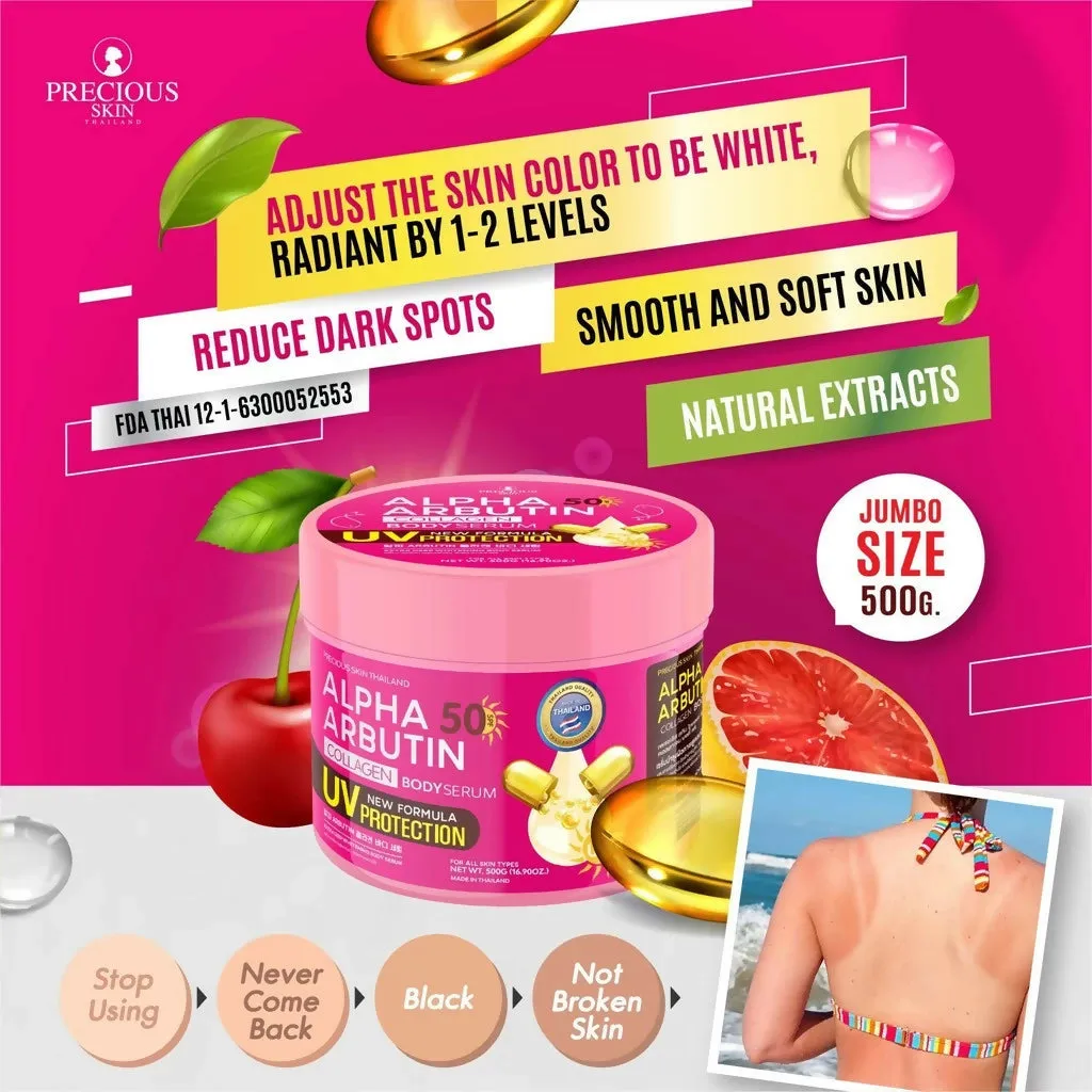 Precious Skin Thailand Alpha Arbutin 3    3 in 1 Whitening UV Serum Body Booster Set/HB/Serum Badan