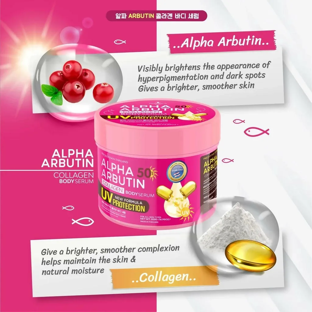 Precious Skin Thailand Alpha Arbutin 3    3 in 1 Whitening UV Serum Body Booster Set/HB/Serum Badan