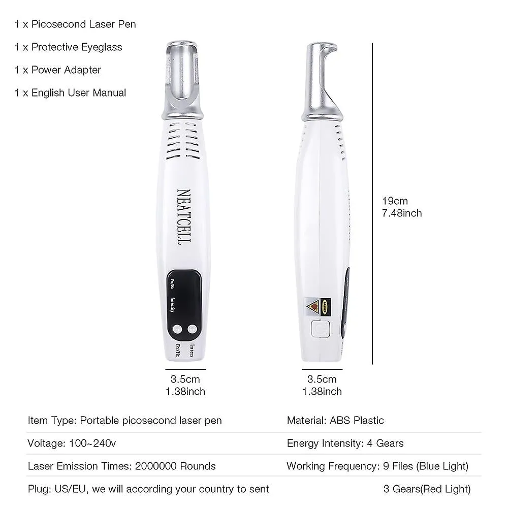 Red Light US Plug Freckle Tattoo Scar Dark Spot Removal Mini Laser Picosecond Pen Skin Pigment Therapy Anti Aging Spa BeAUty Laser Pen Fa0435
