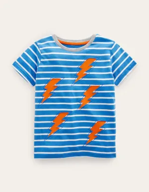 Reverse Appliqué T-shirt-Cabana Blue/Ivory Lightening