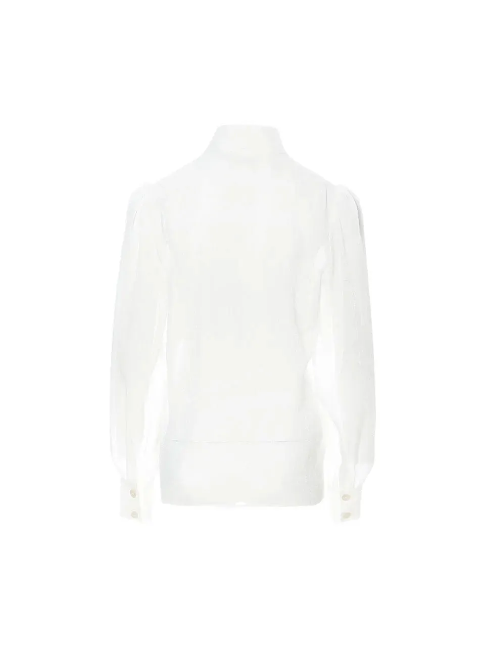 Ribbon Tie Sheer Blouse White