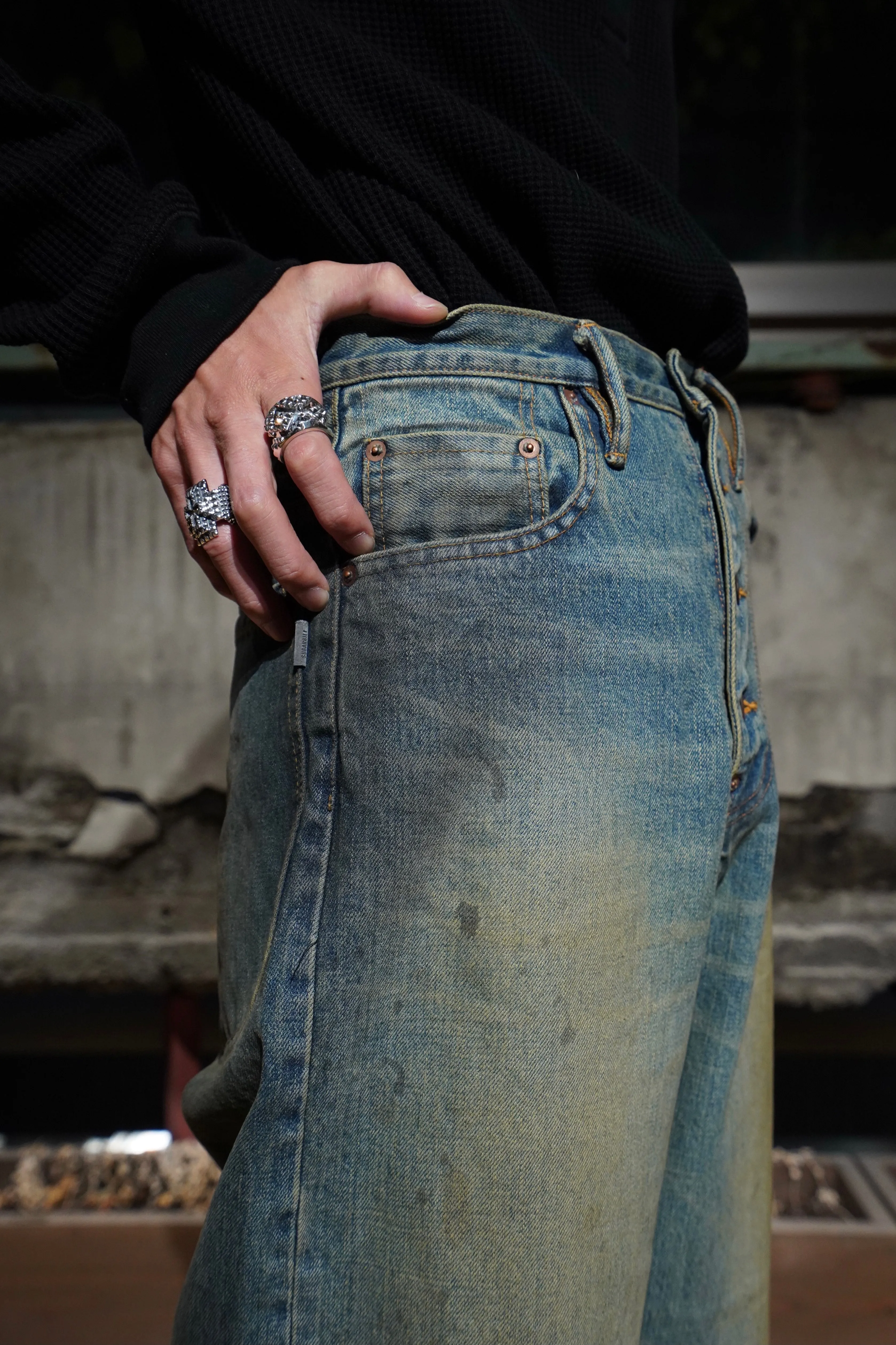 SUGARHILL OILED FADE DENIM PANTS