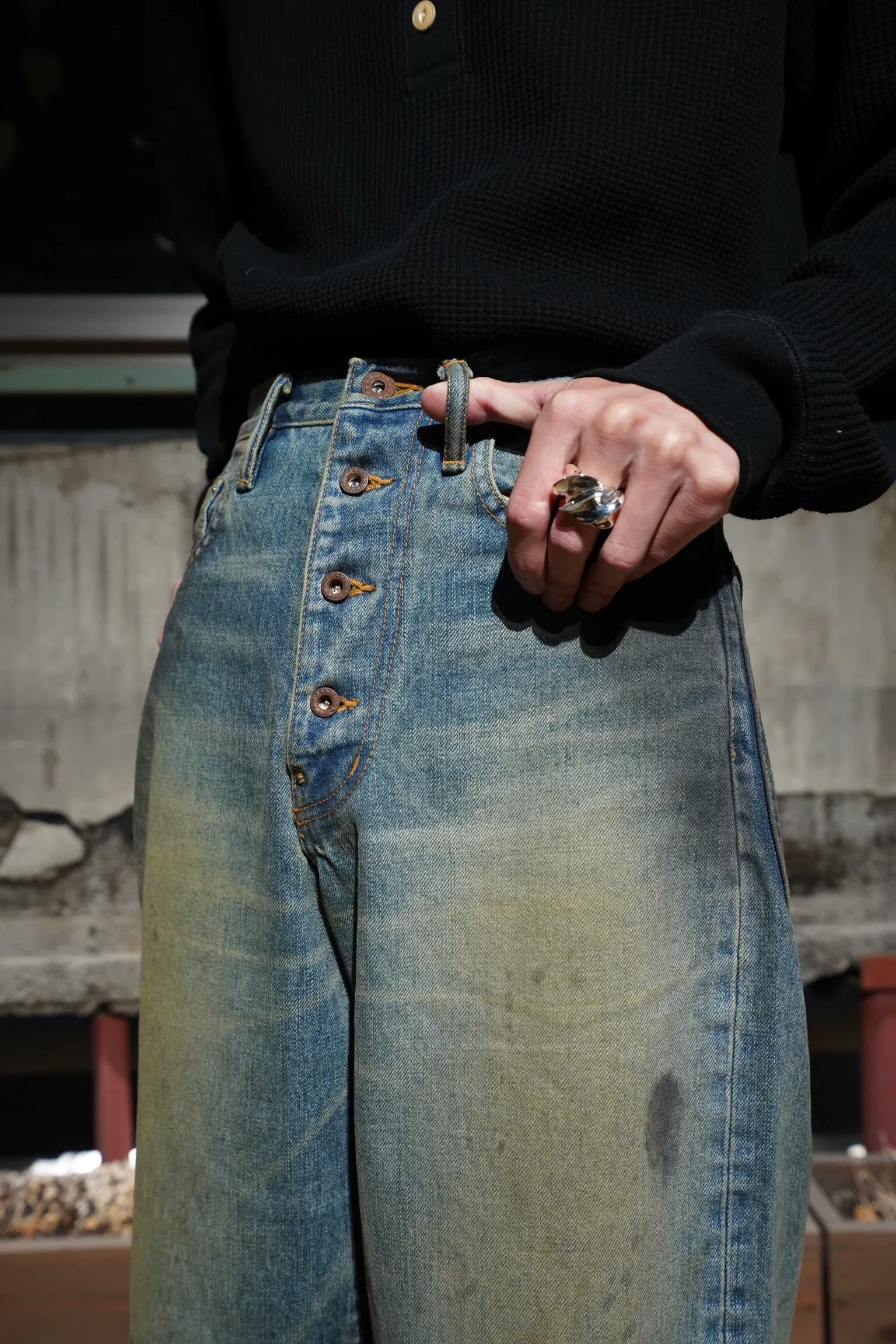 SUGARHILL OILED FADE DENIM PANTS