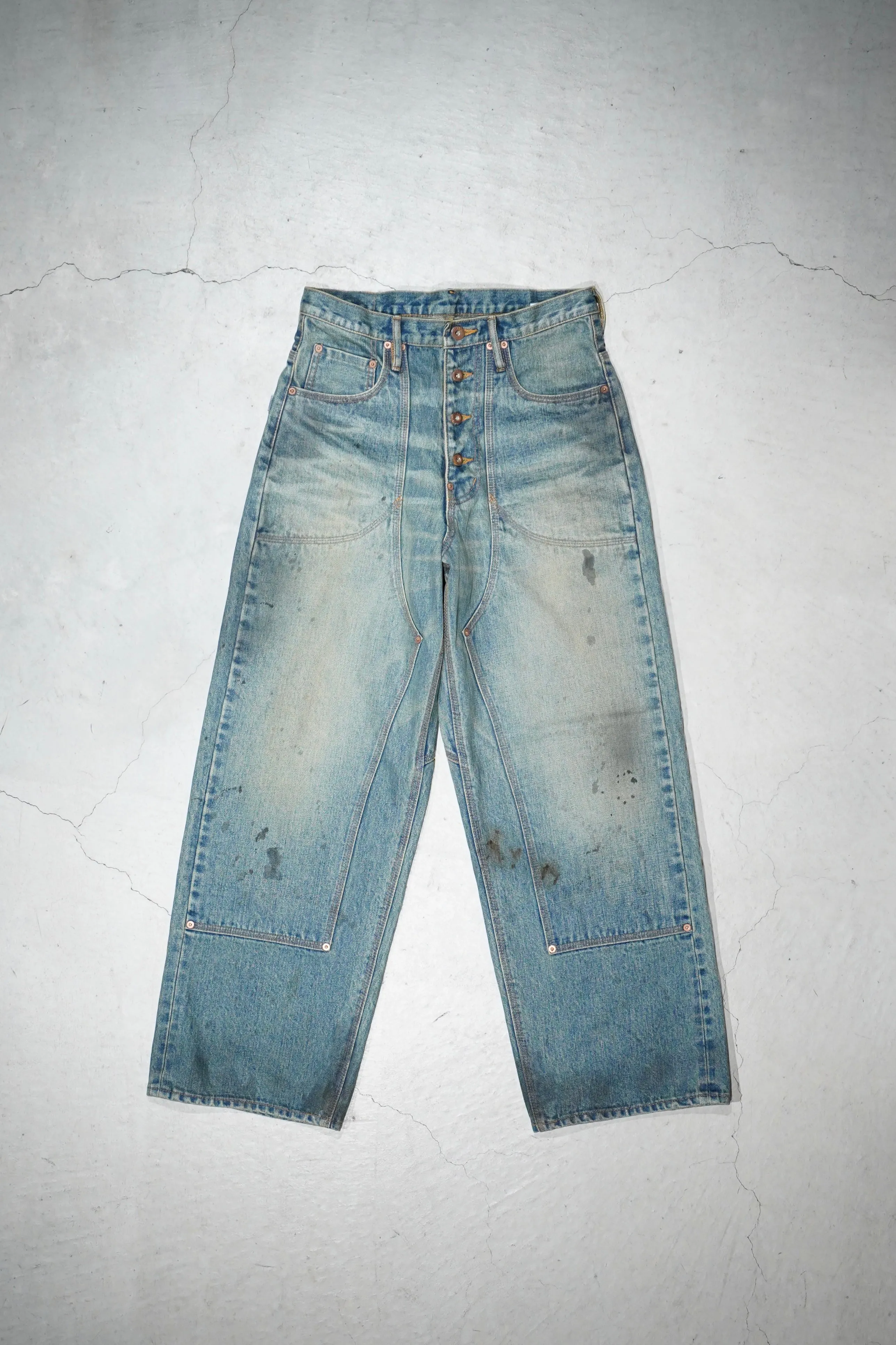 SUGARHILL OILED FADE DOUBLE KNEE DENIM PANTS