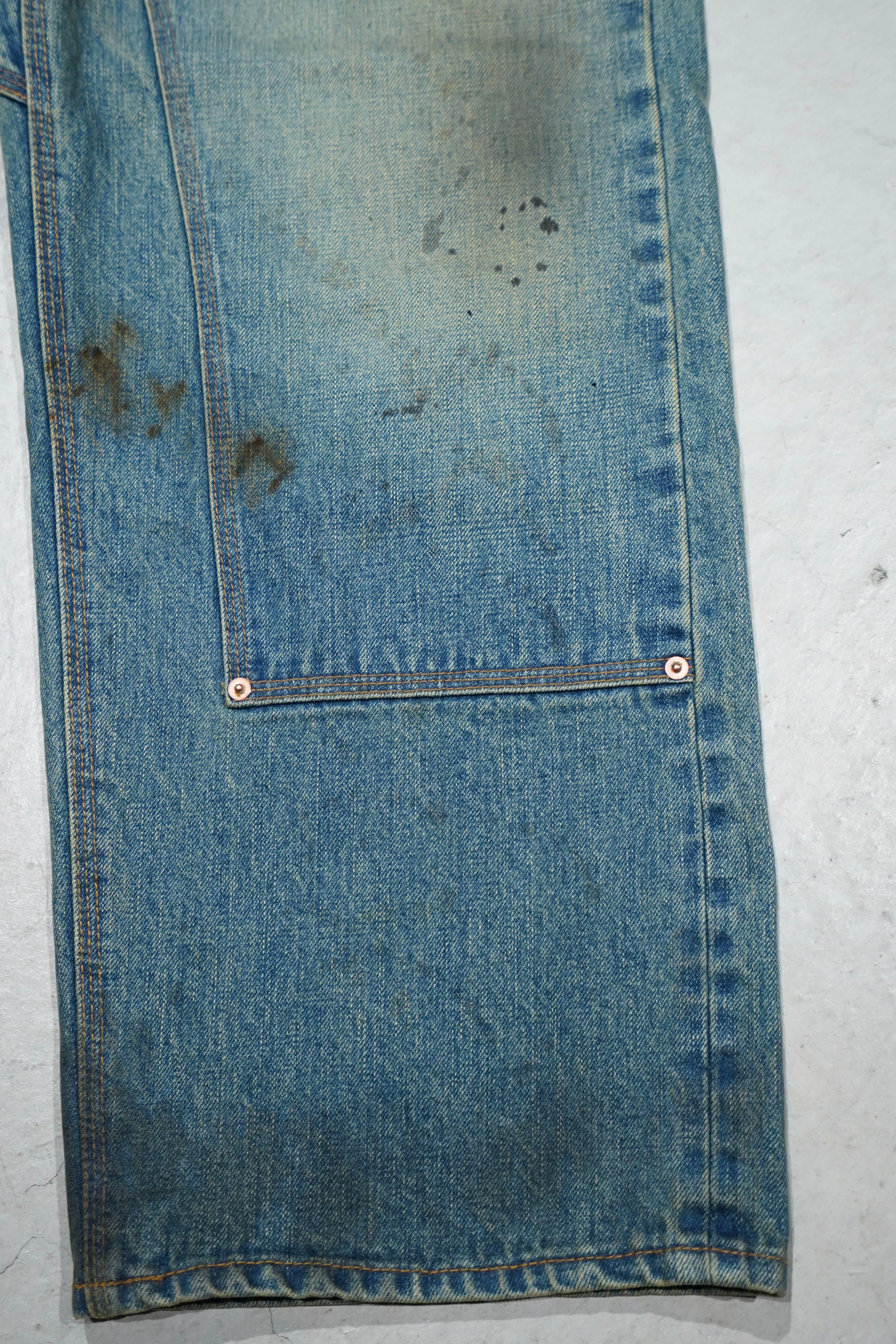 SUGARHILL OILED FADE DOUBLE KNEE DENIM PANTS