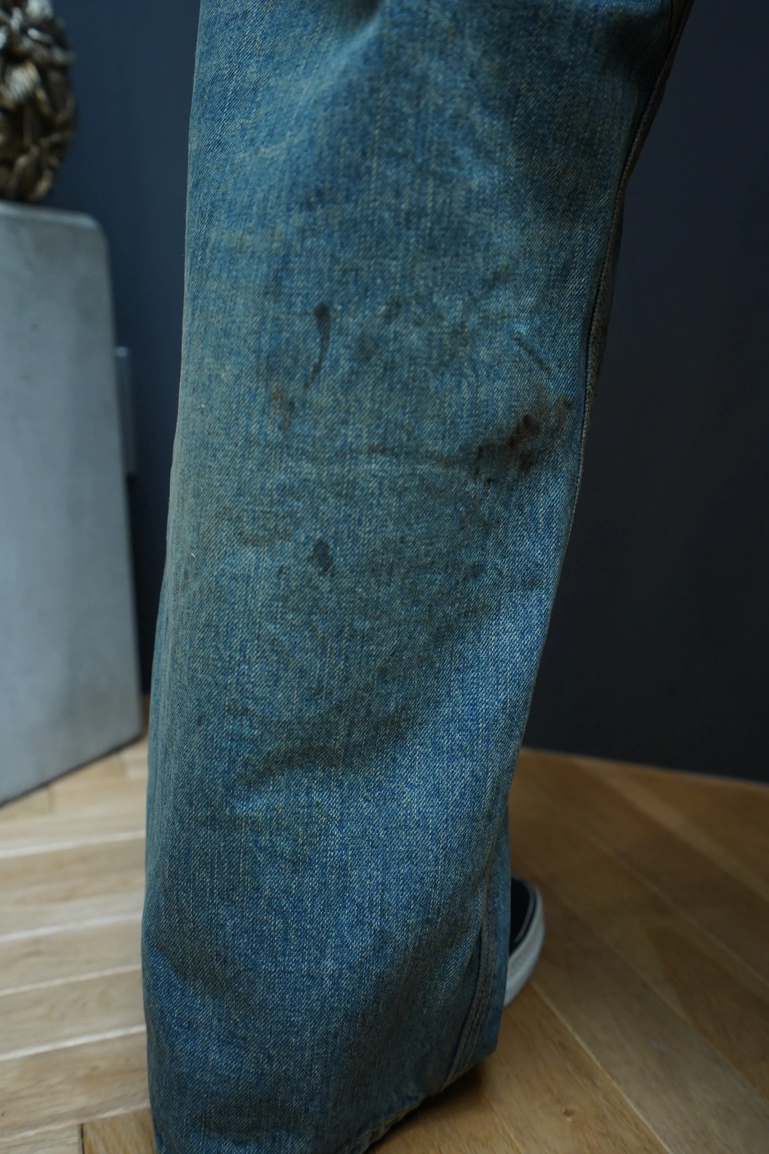 SUGARHILL OILED FADE DOUBLE KNEE DENIM PANTS